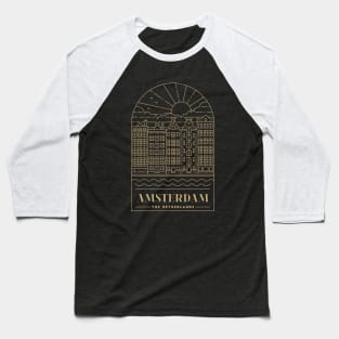 Amsterdam, The Netherlands Monoline - Gold Baseball T-Shirt